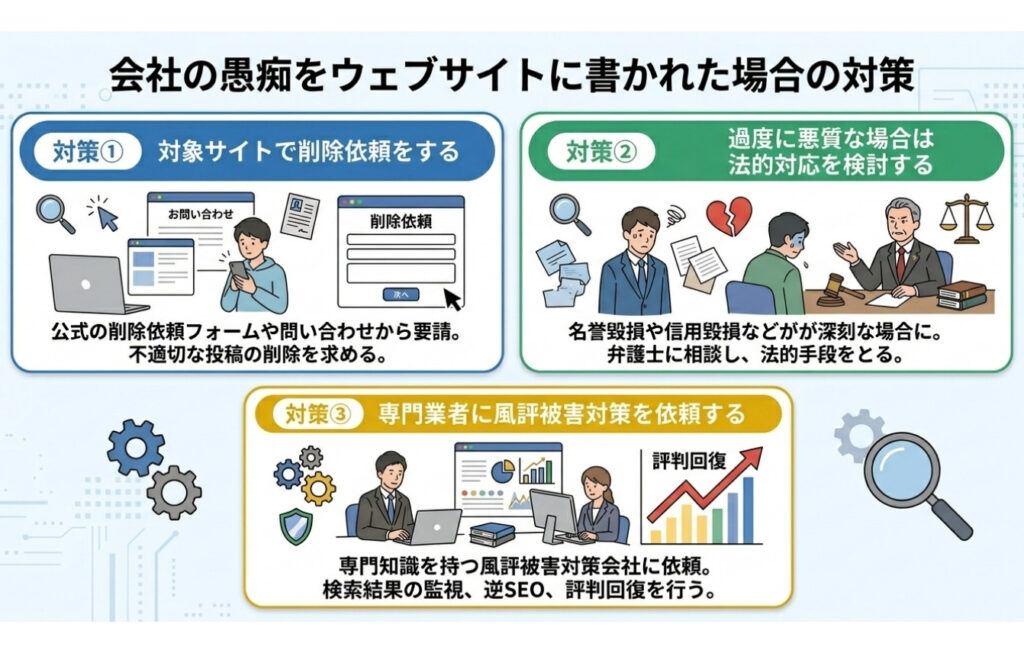 会社の愚痴をウェブサイトに書かれた場合の対策