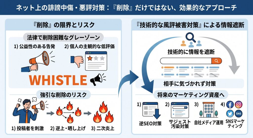 まとめ：弁護士で消せない悪評は「風評被害対策」で拡散を抑える