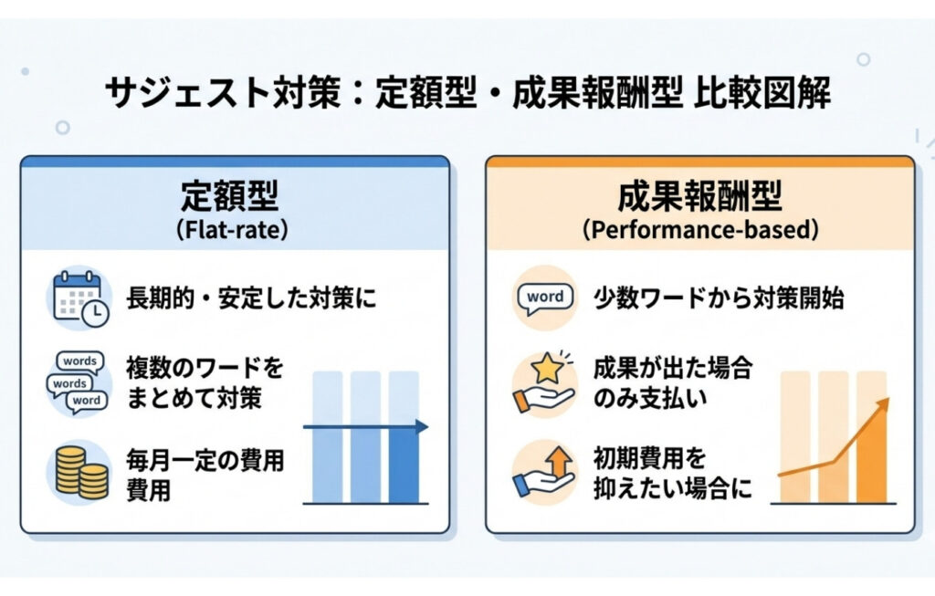 サジェスト対策は定額型・成果報酬型のどちらがよい？
