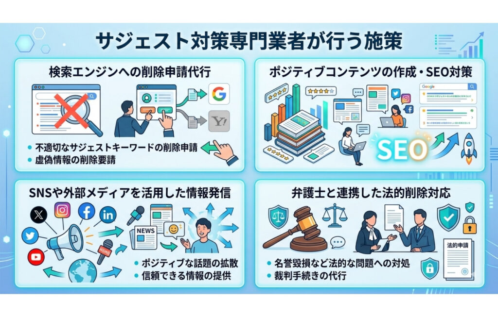 サジェスト対策専門業者が行う施策