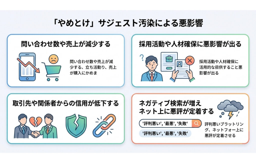 サジェスト汚染の「やめとけ」が表示される場合の悪影響