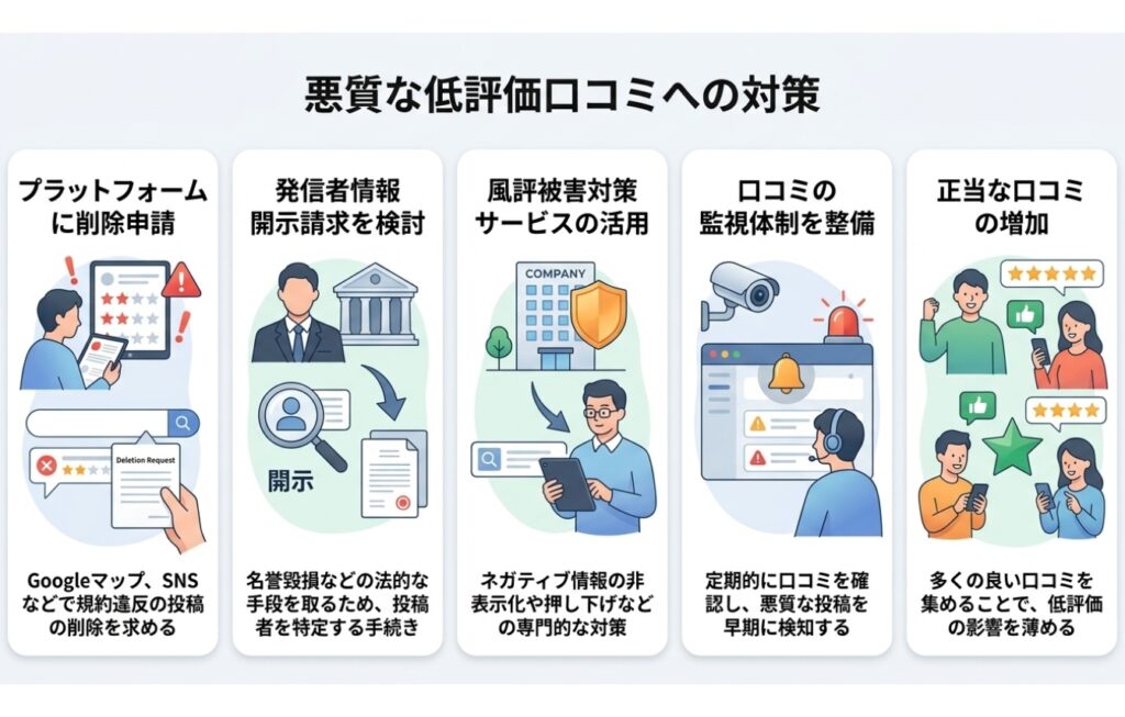 悪質な低評価口コミで悪影響が生じた場合の対策