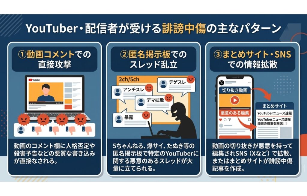 YouTuber・配信者が受ける誹謗中傷の主なパターン